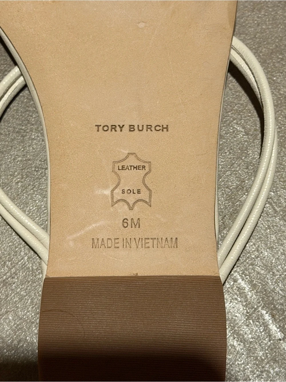 Tory Burch Patos White Leather Sandals with Gold Disc